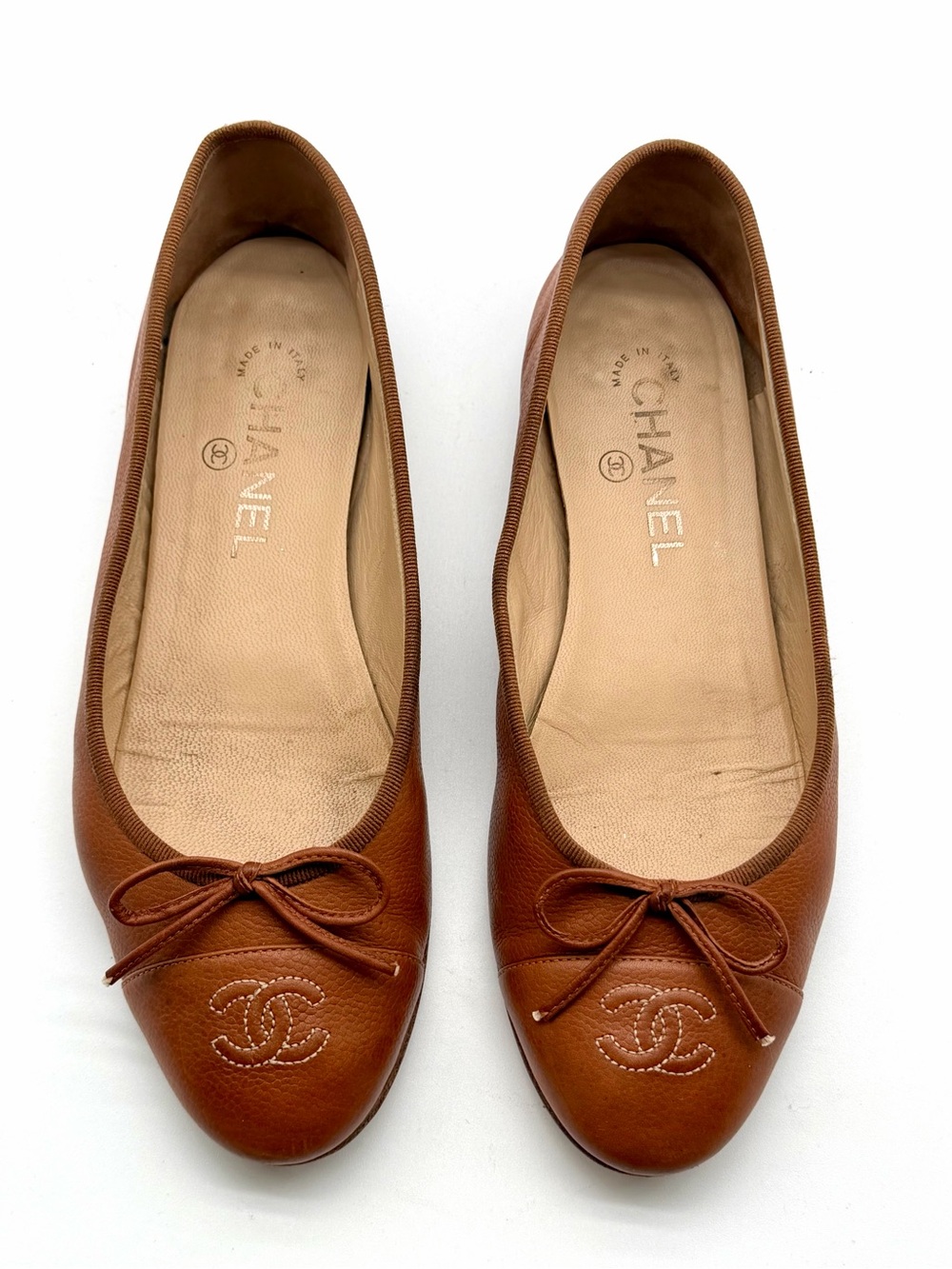 Chanel CC Cap Toe Caviar Leather
Bow Ballet Flats Brown EU 39 US 8.5 - Picture 2 of 12